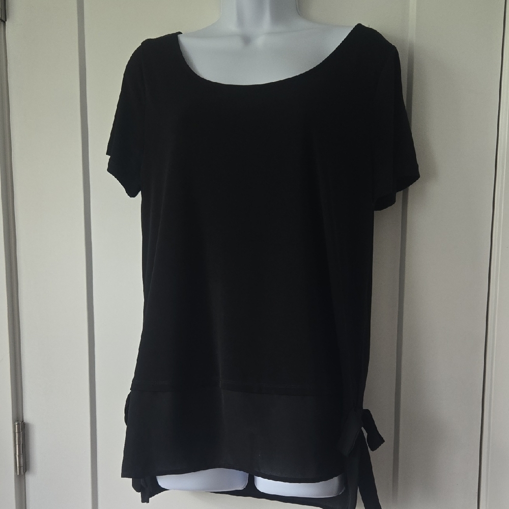 Ivanka‎ Trump Black Tie Front Short Sleeve T-Shirt